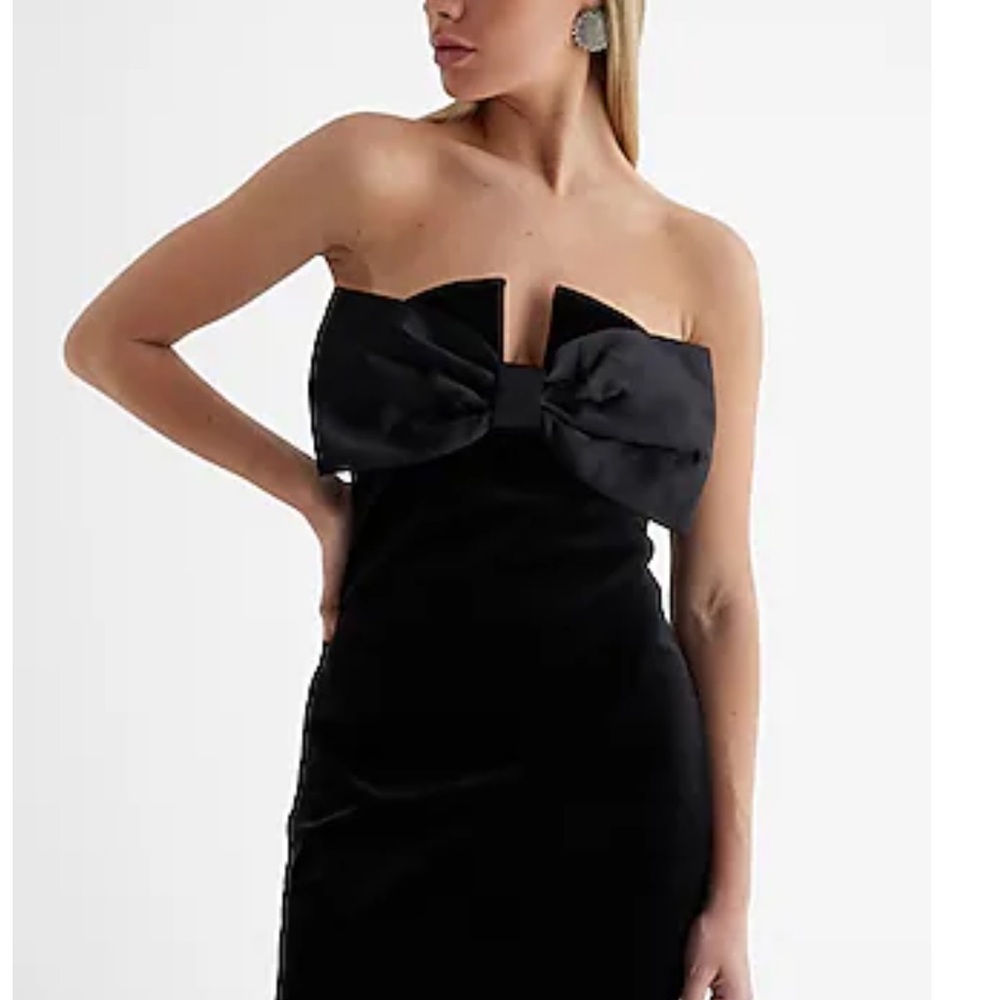 Express NYE Strapless Velvet Statement Bow Mini Dress XL